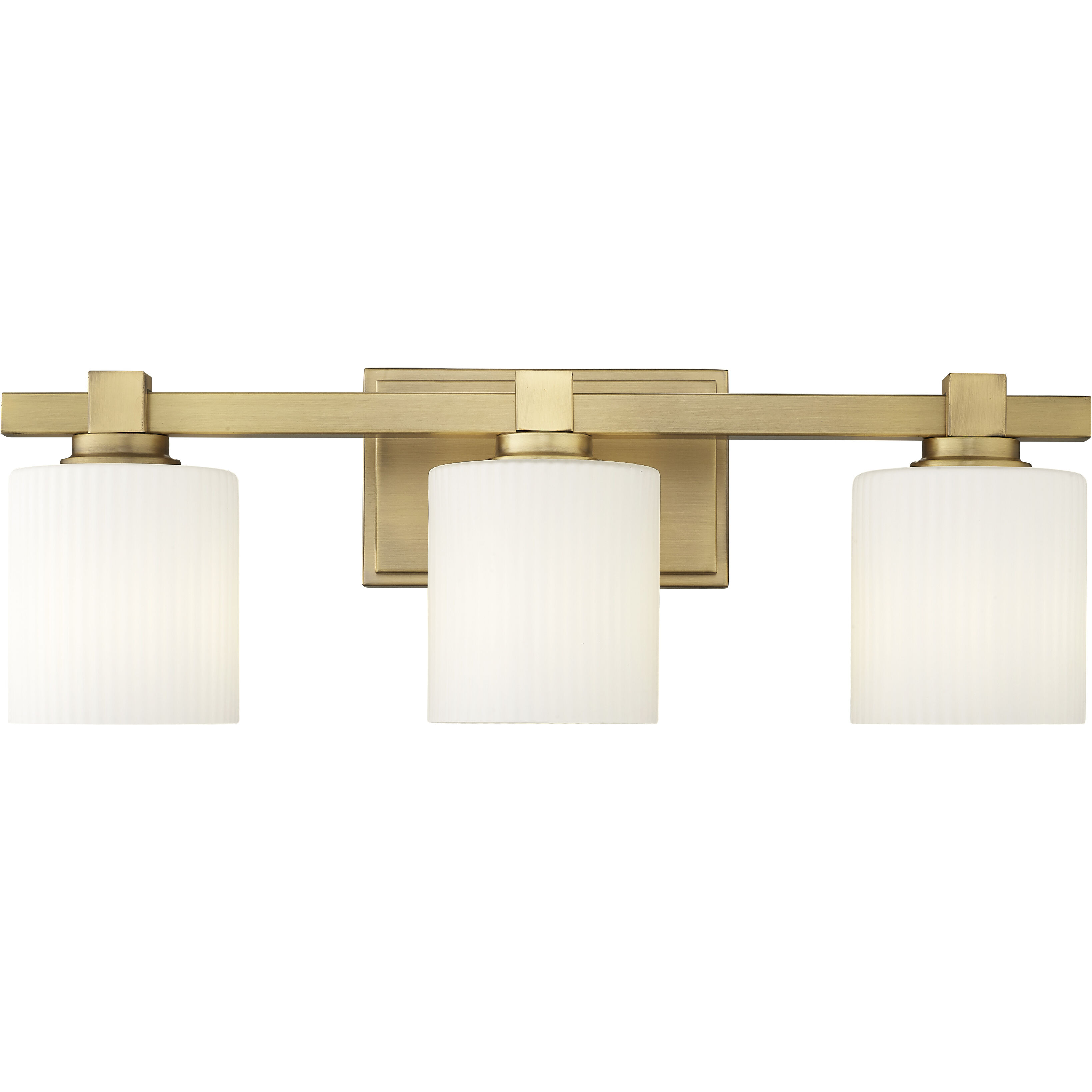 None 3 Light 22 inch Vintage Brass Bathroom Vanity Light Wall Light